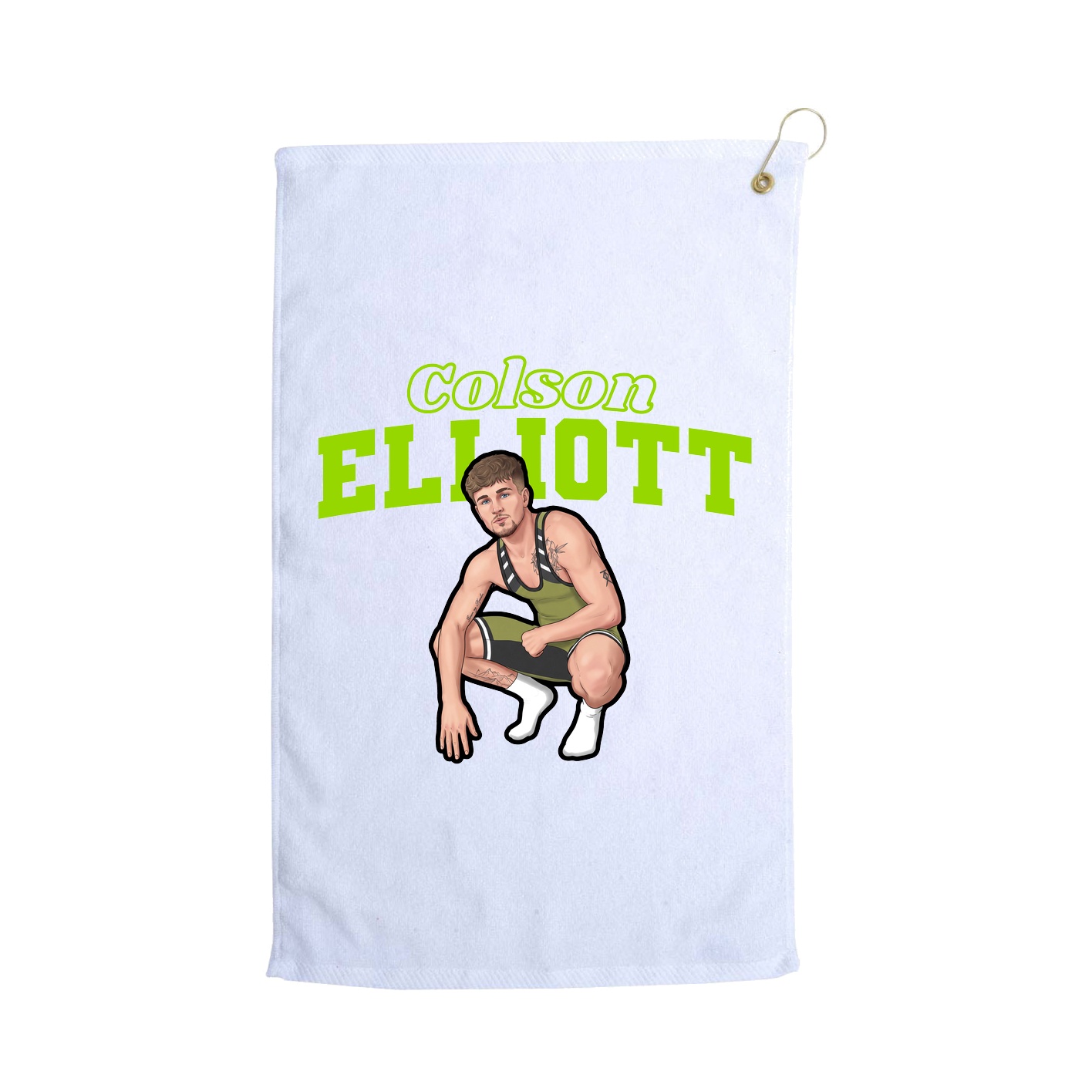 Golf Towel — Name Arch in White