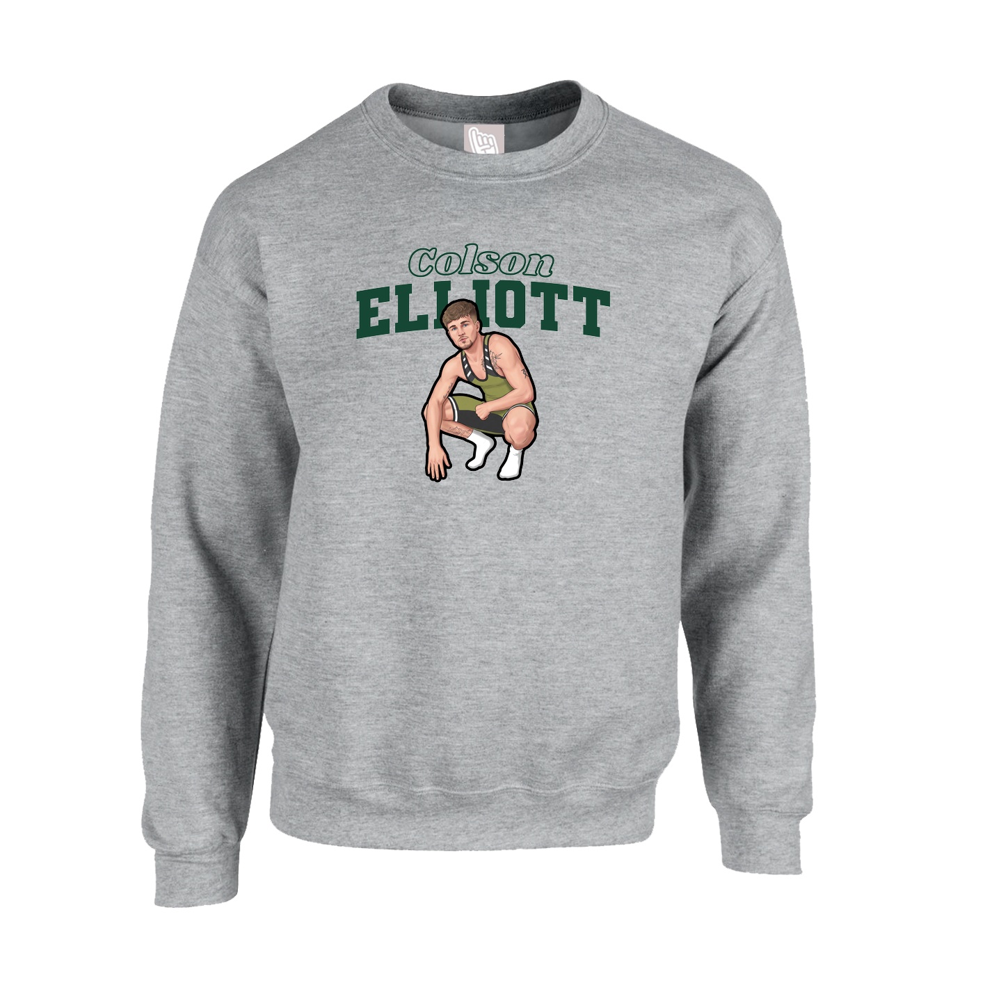 Fleece Crew — Name Arch in Grey