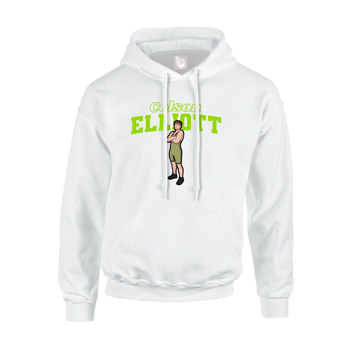 Youth Hoodie — Name Arch in White