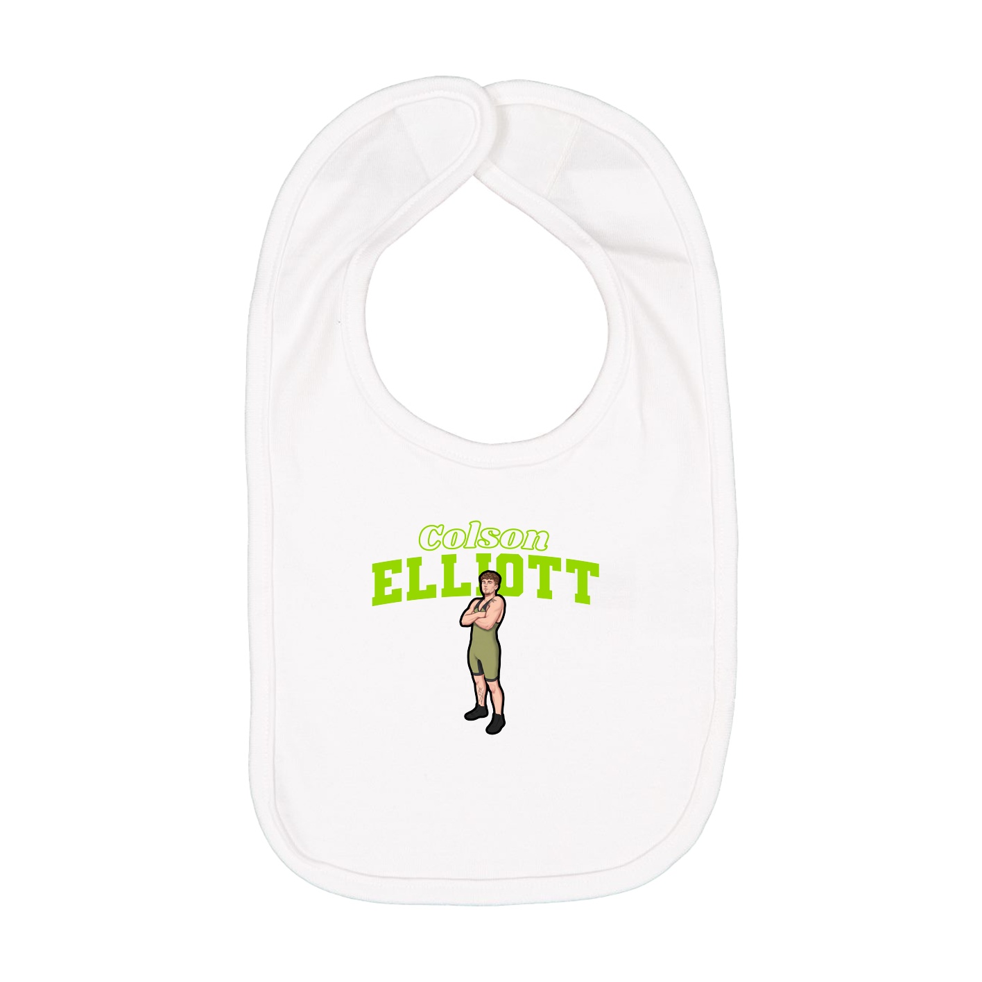 Infant Bib — Name Arch in White