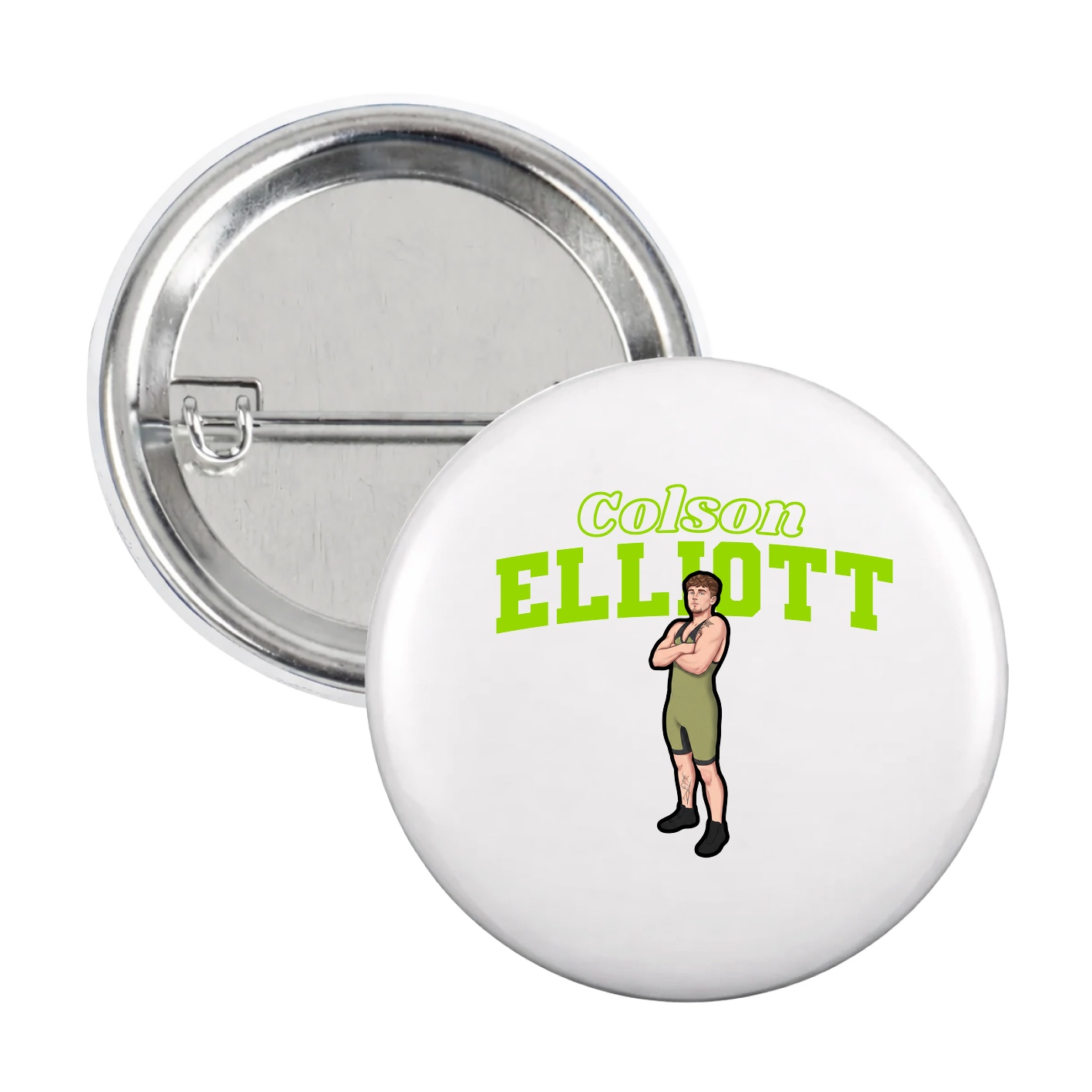 Game Day Button — Name Arch in White