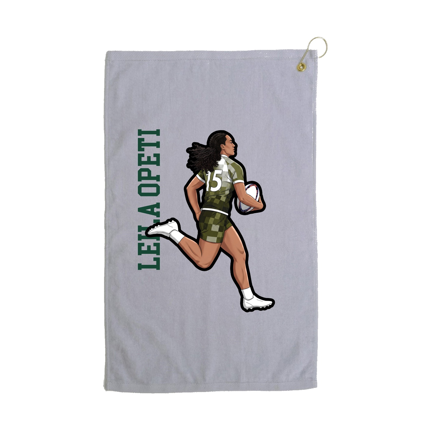 Golf Towel — Name Vertical in Grey