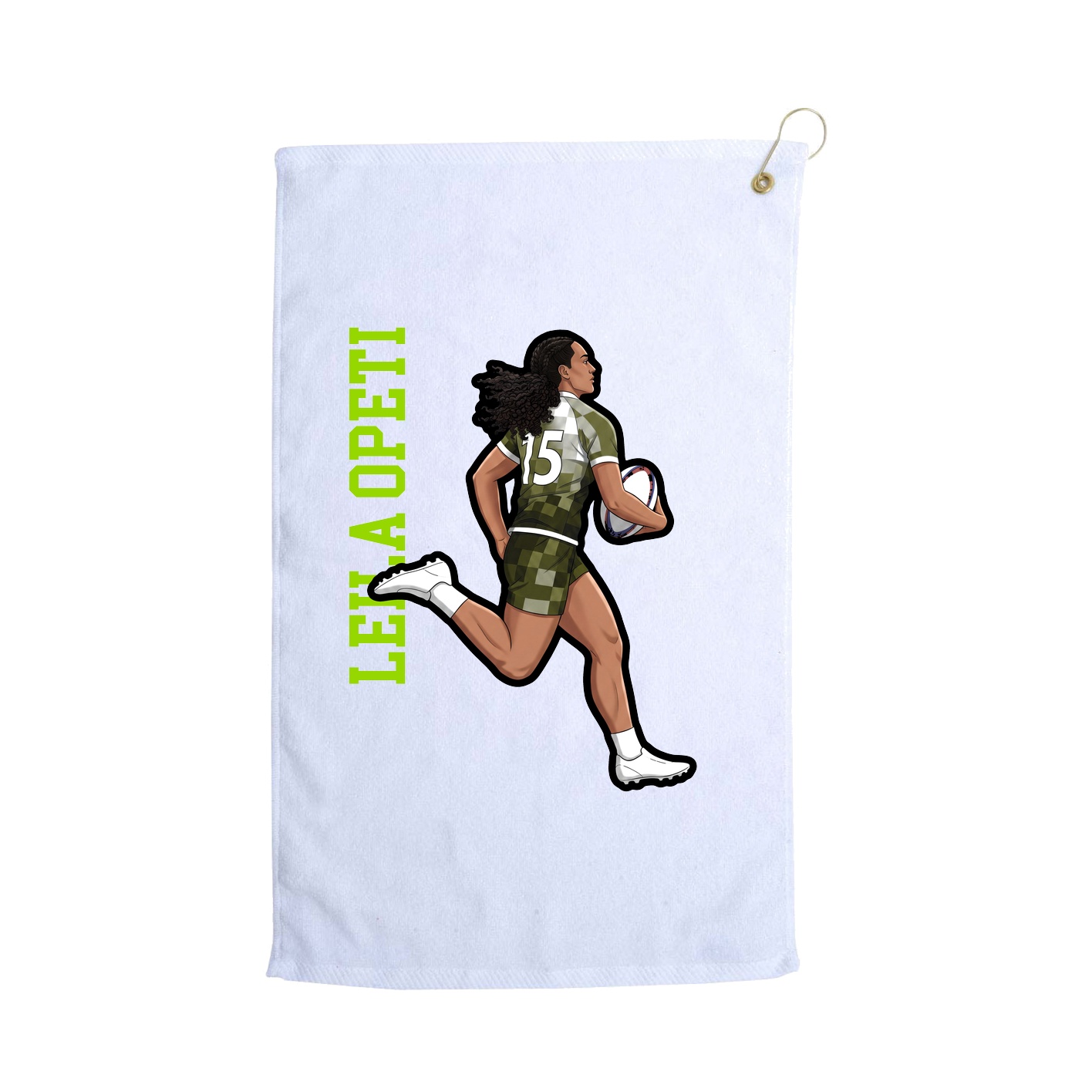 Golf Towel — Name Vertical in White