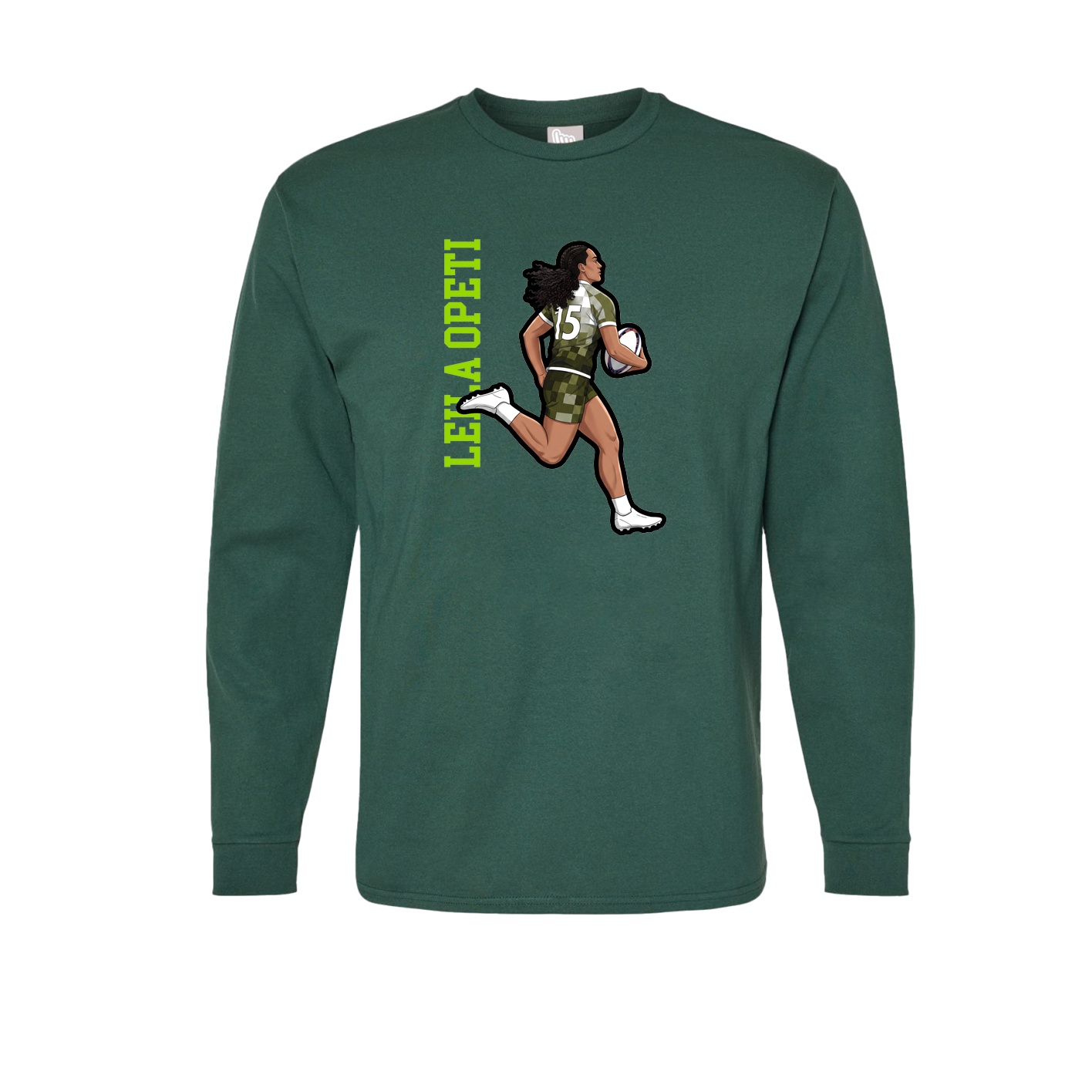 Long Sleeve Tee — Name Vertical in Green
