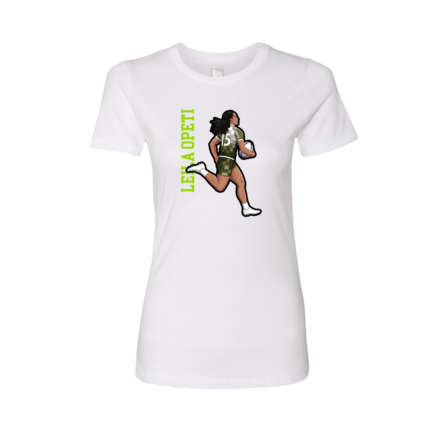 Fitted Women's Tee — Name Vertical in White