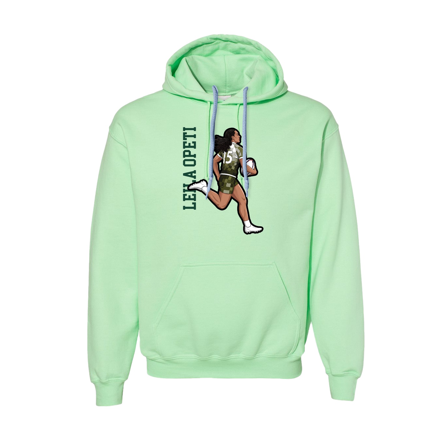 Hoodie — Name Vertical in Green