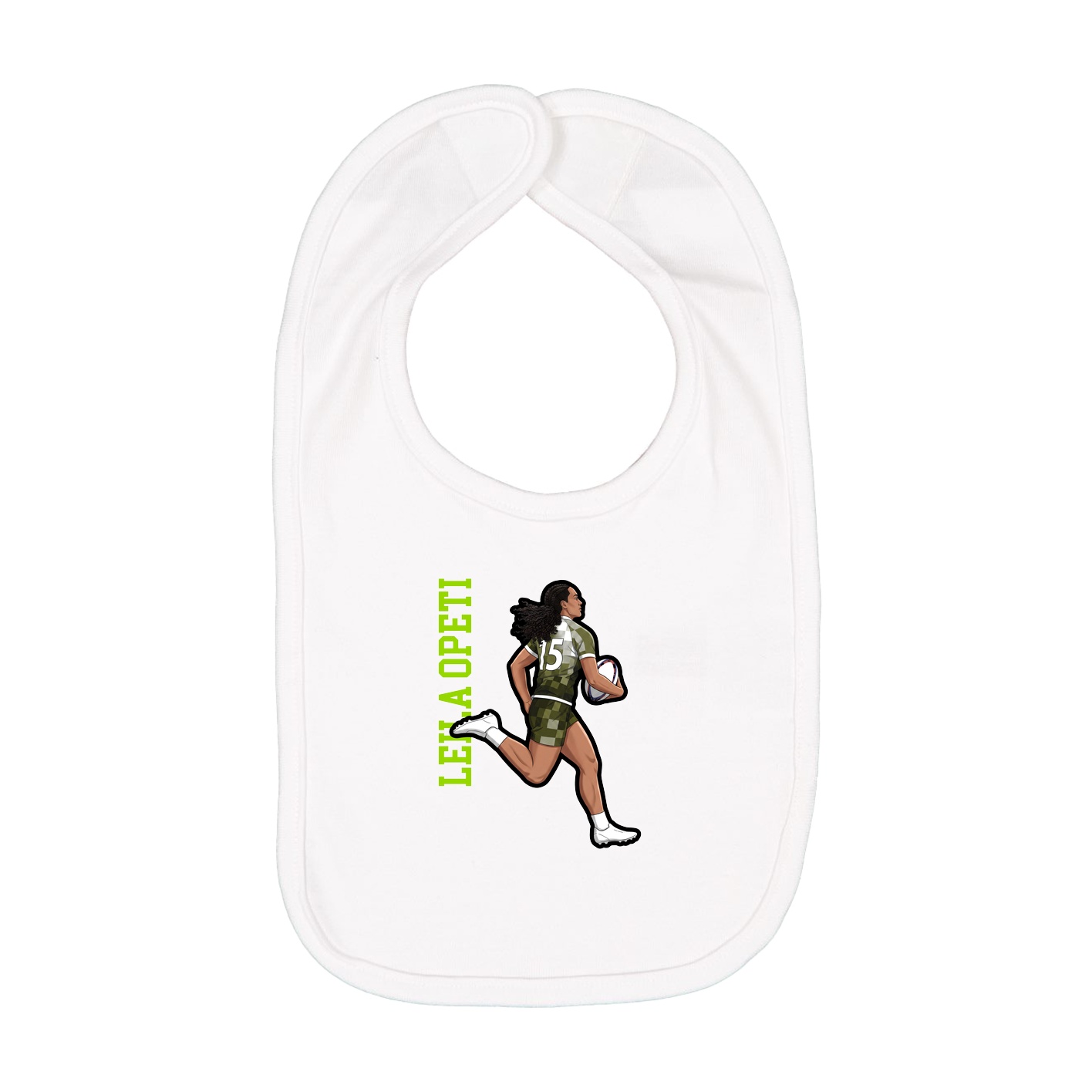 Infant Bib — Name Vertical in White