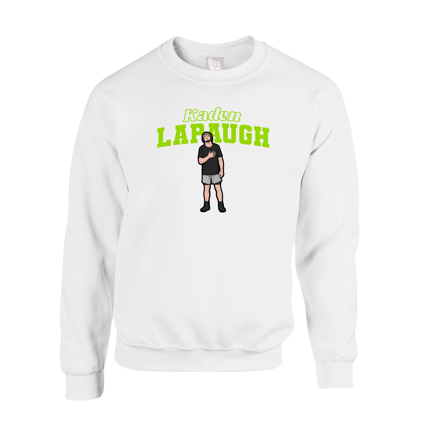 Fleece Crew — Name Arch in White
