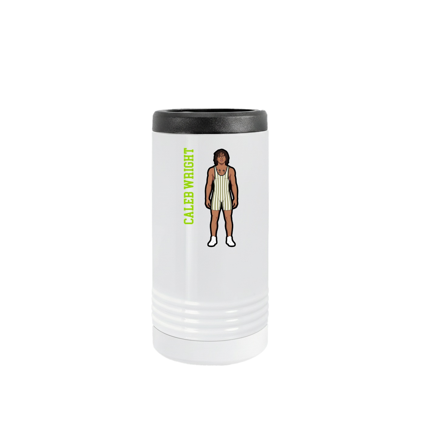 Slim Beverage Holder — Name Vertical in White