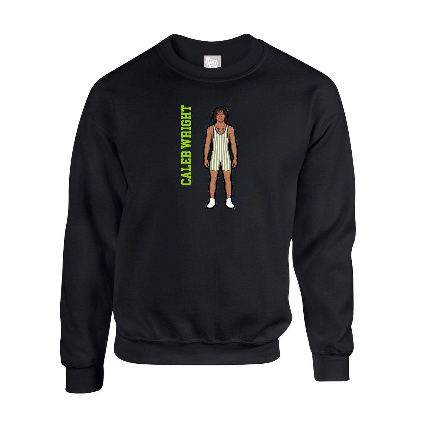 Fleece Crew — Name Vertical in Black
