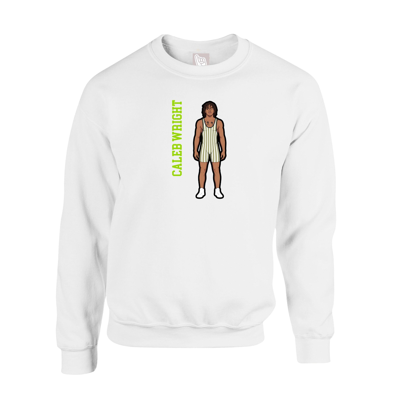 Fleece Crew — Name Vertical in White