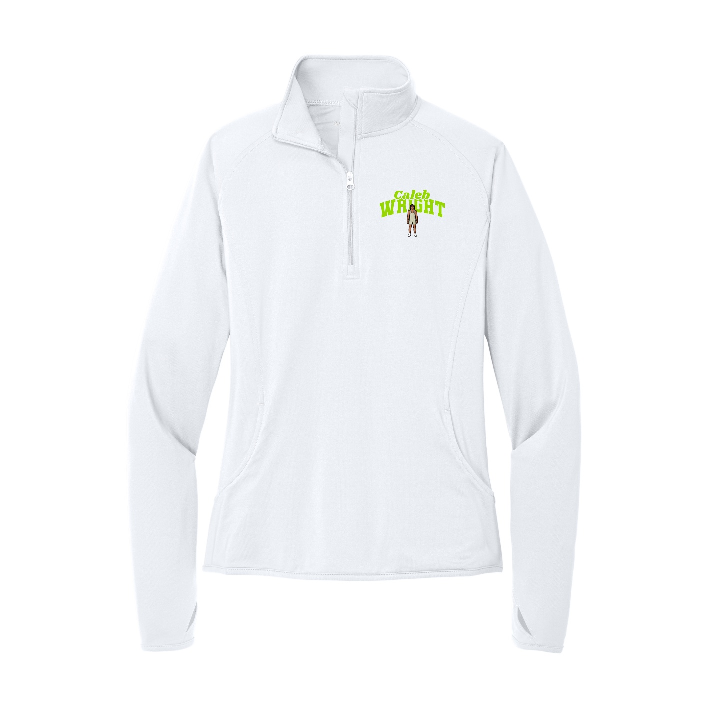 Women's Q-Zip Pullover — Signature Arch in White