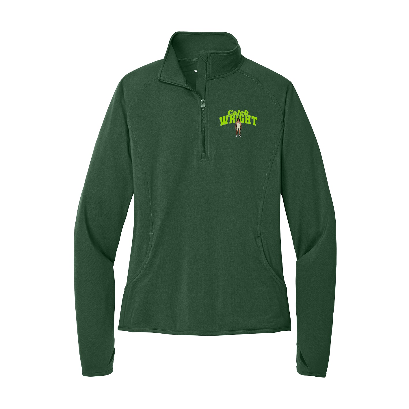 Women's Q-Zip Pullover — Signature Arch in Green