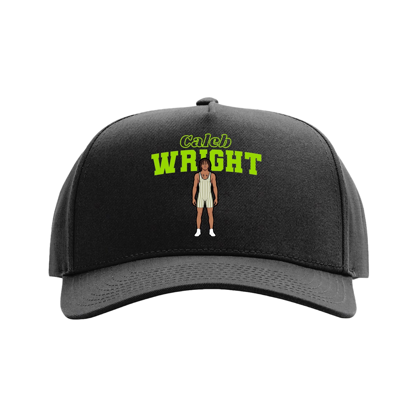 Full Fabric Five-Panel Champ Cap — Name Arch in Black