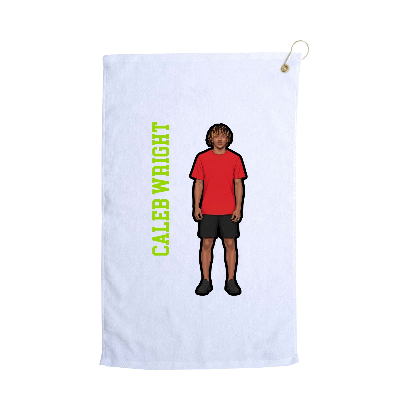 Golf Towel — Name Vertical in White