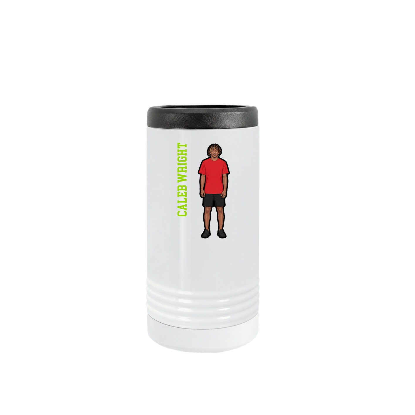 Slim Beverage Holder — Name Vertical in White