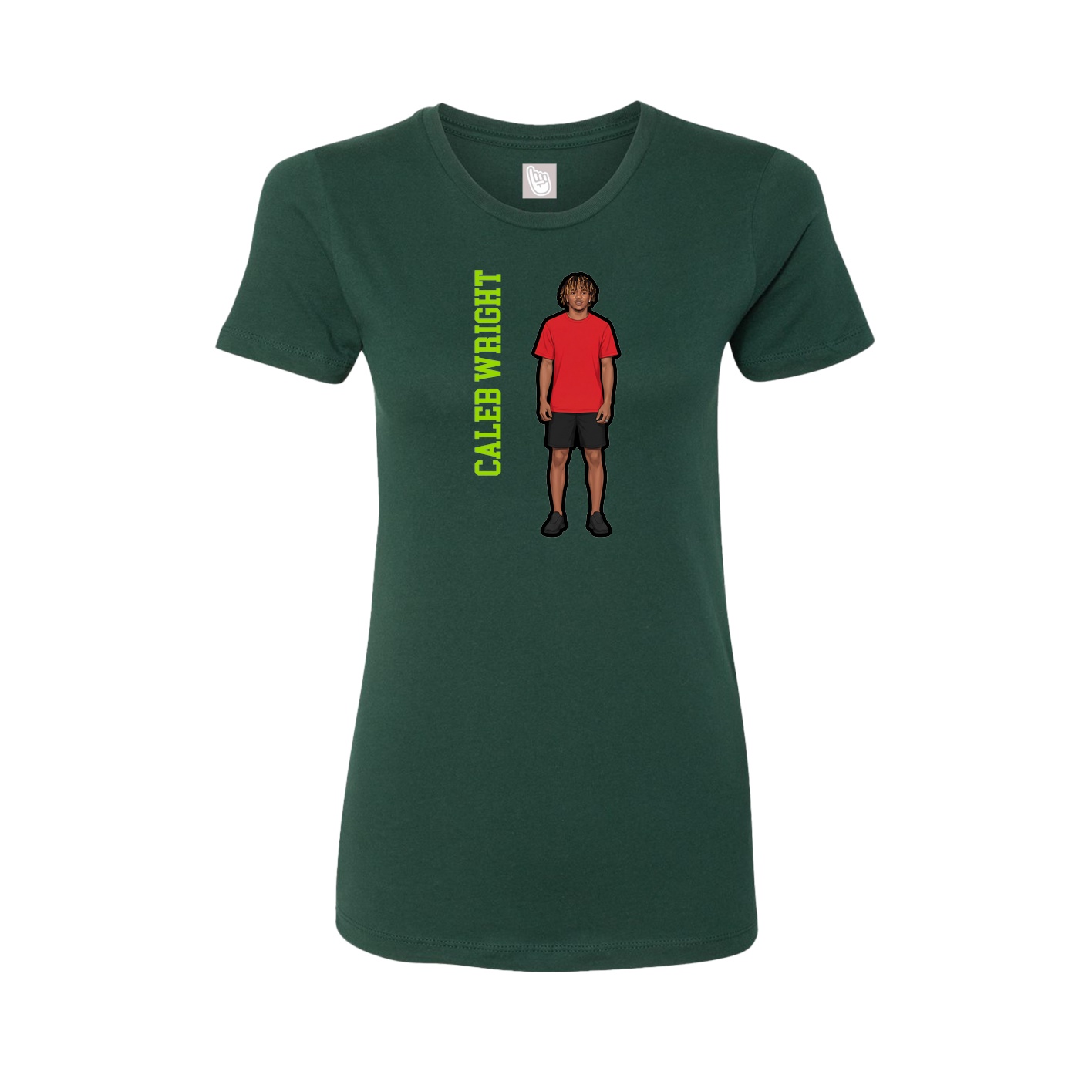 Womens Tee — Name Vertical in Green