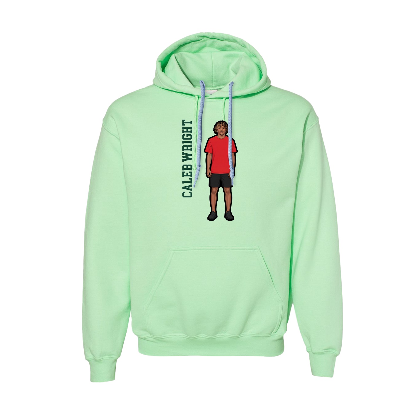 Hoodie — Name Vertical in Green