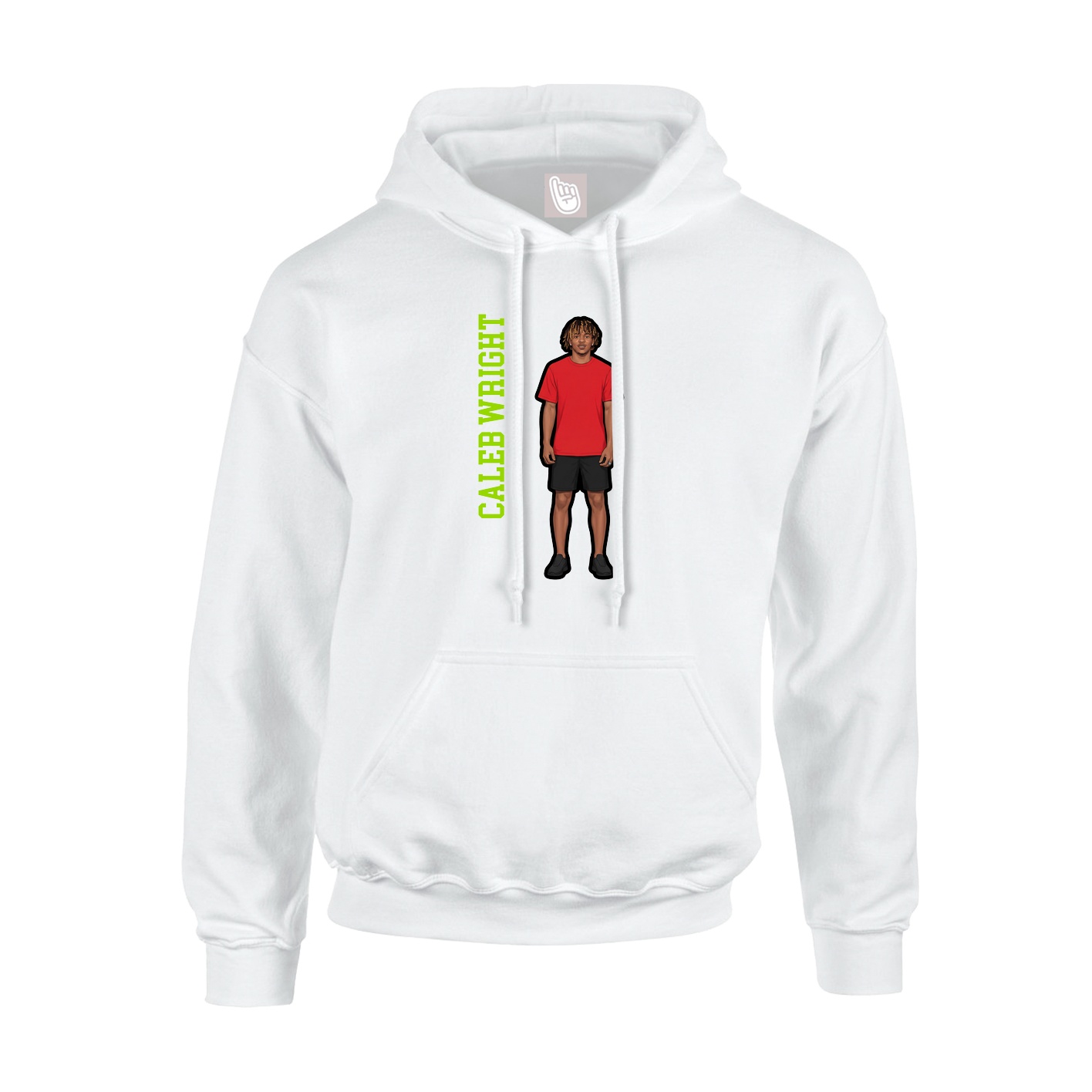 Youth Hoodie — Name Vertical in White