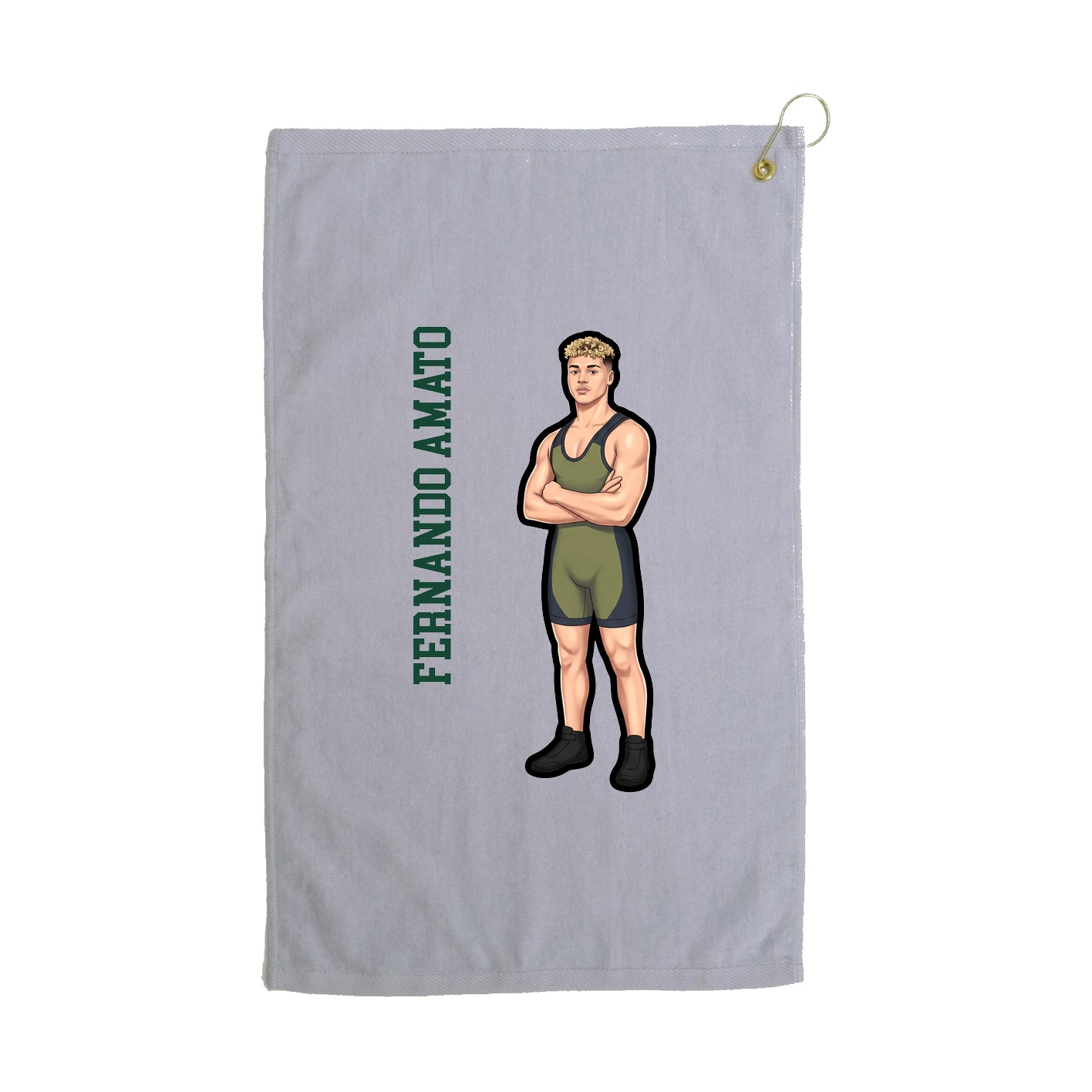 Golf Towel — Name Vertical in Grey