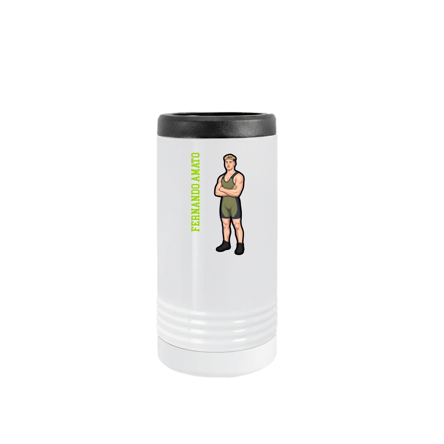 Slim Beverage Holder — Name Vertical in White