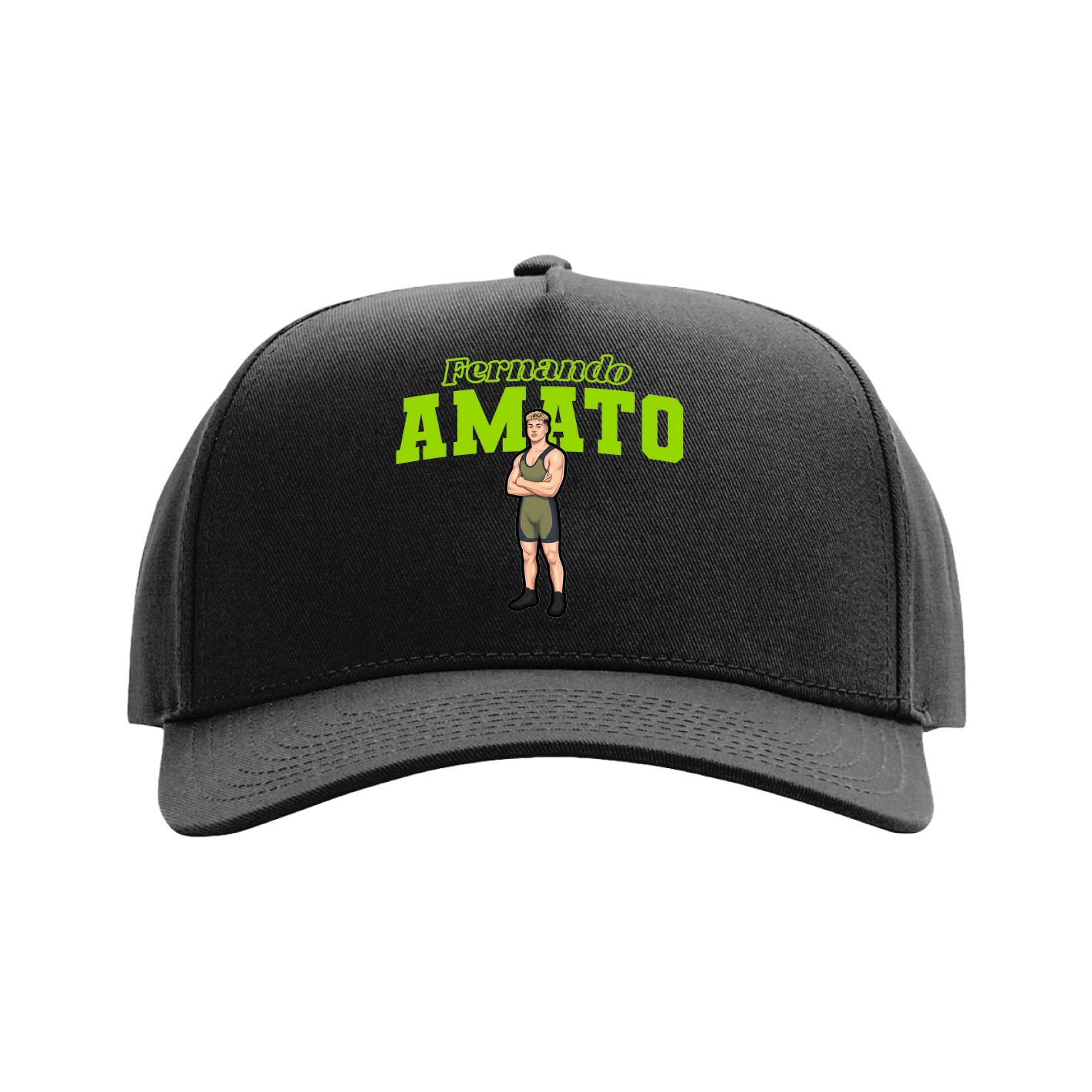 Full Fabric Five-Panel Champ Cap — Name Arch in Black