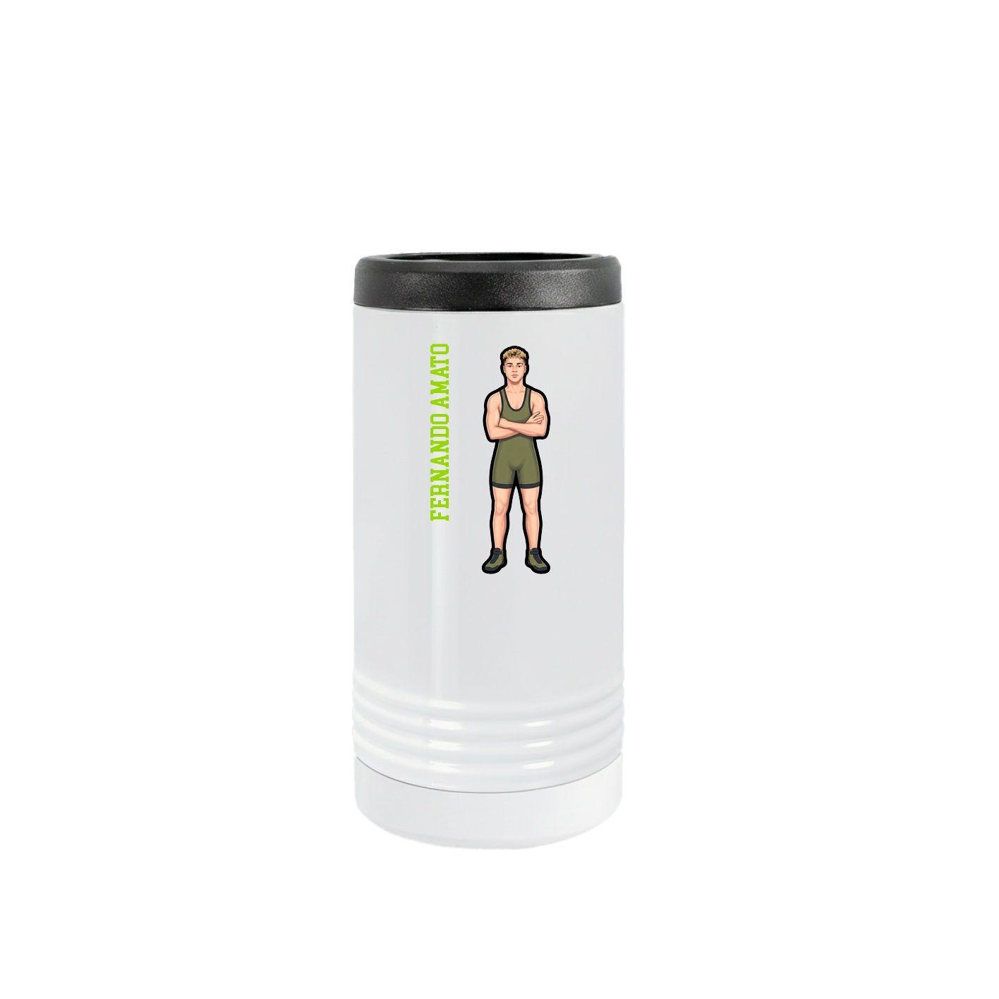 Slim Beverage Holder — Name Vertical in White