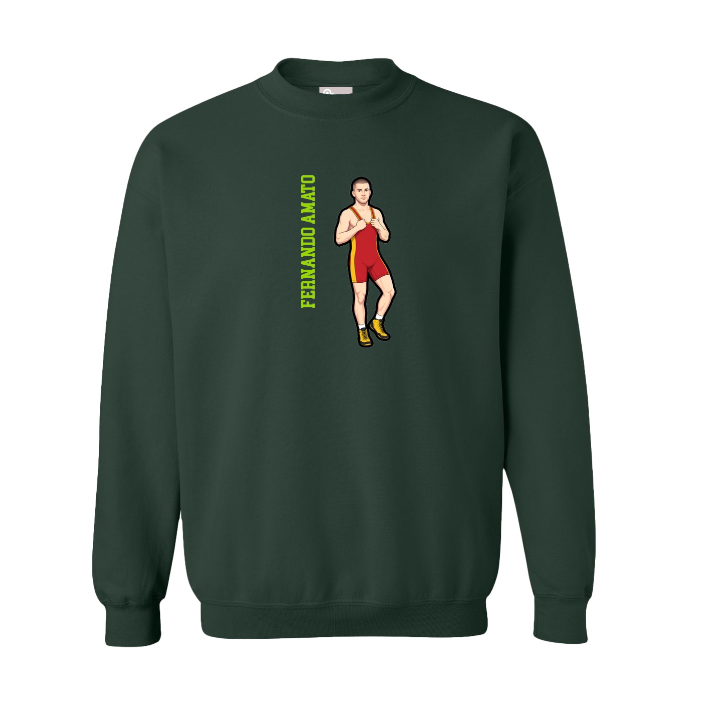 Fleece Crew — Name Vertical in Green