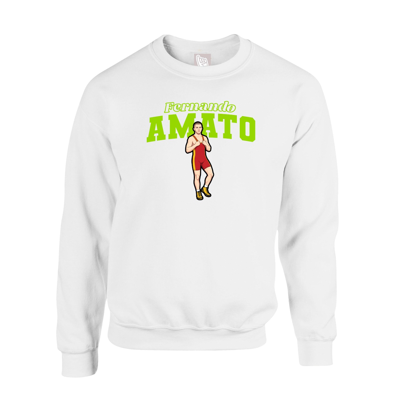 Fleece Crew — Name Arch in White