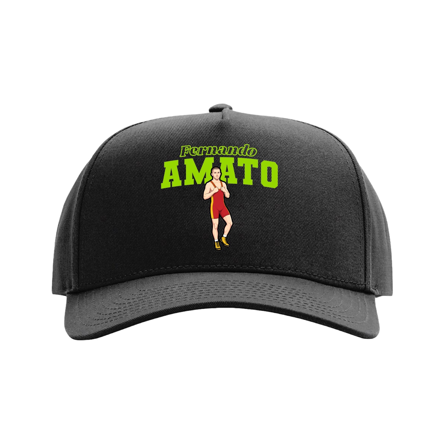 Full Fabric Five-Panel Champ Cap — Name Arch in Black
