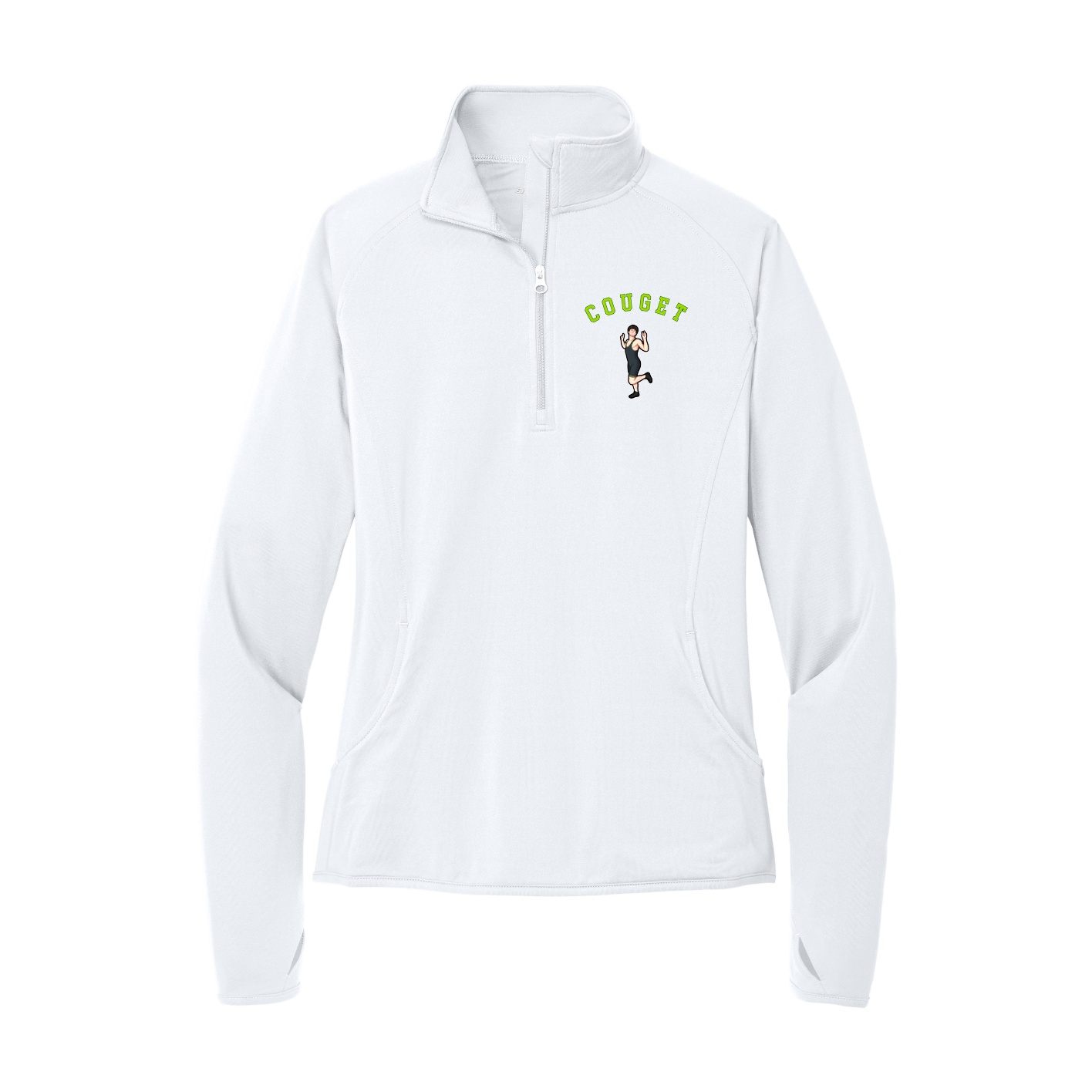 Women's Q-Zip Pullover — Shirsey Arch in White