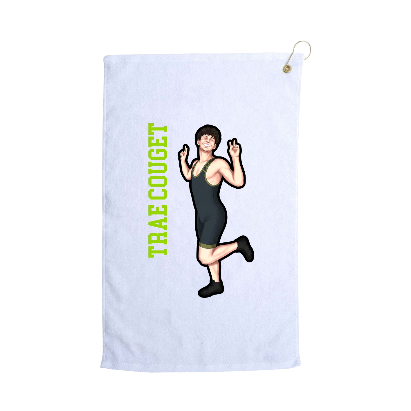 Golf Towel — Name Vertical in White