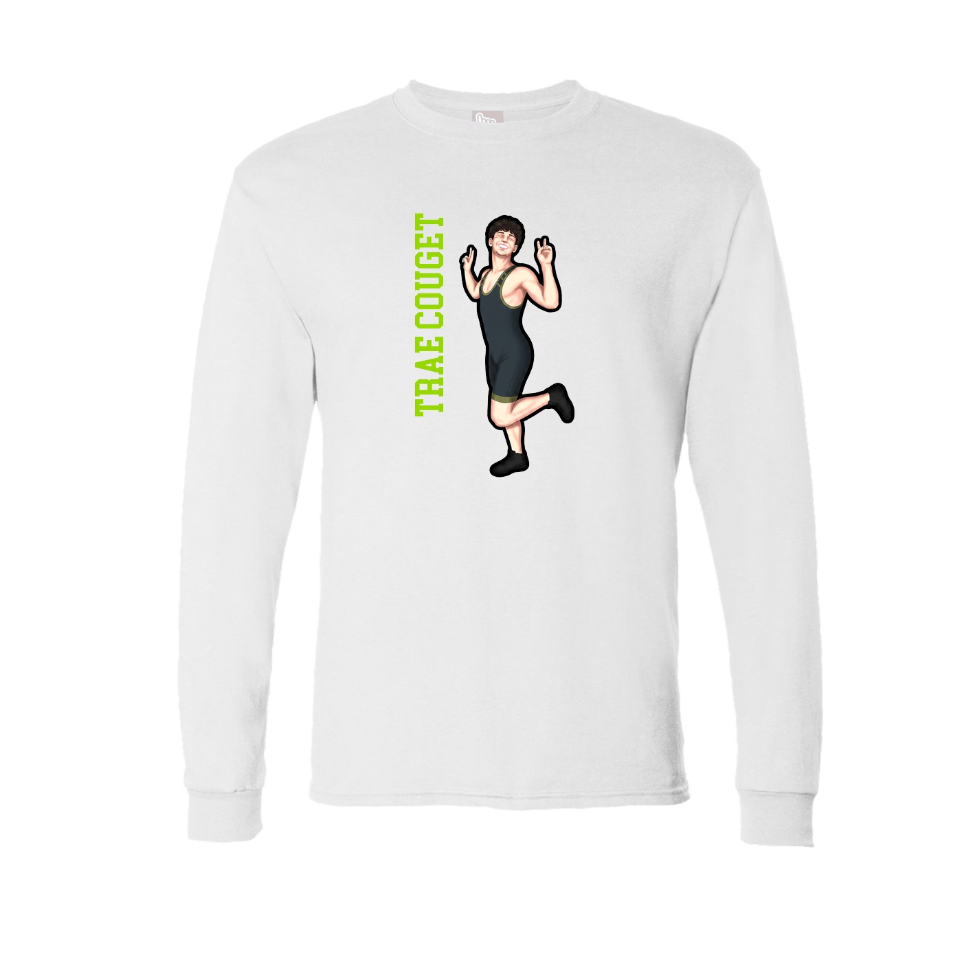 Long Sleeve Tee — Name Vertical in White