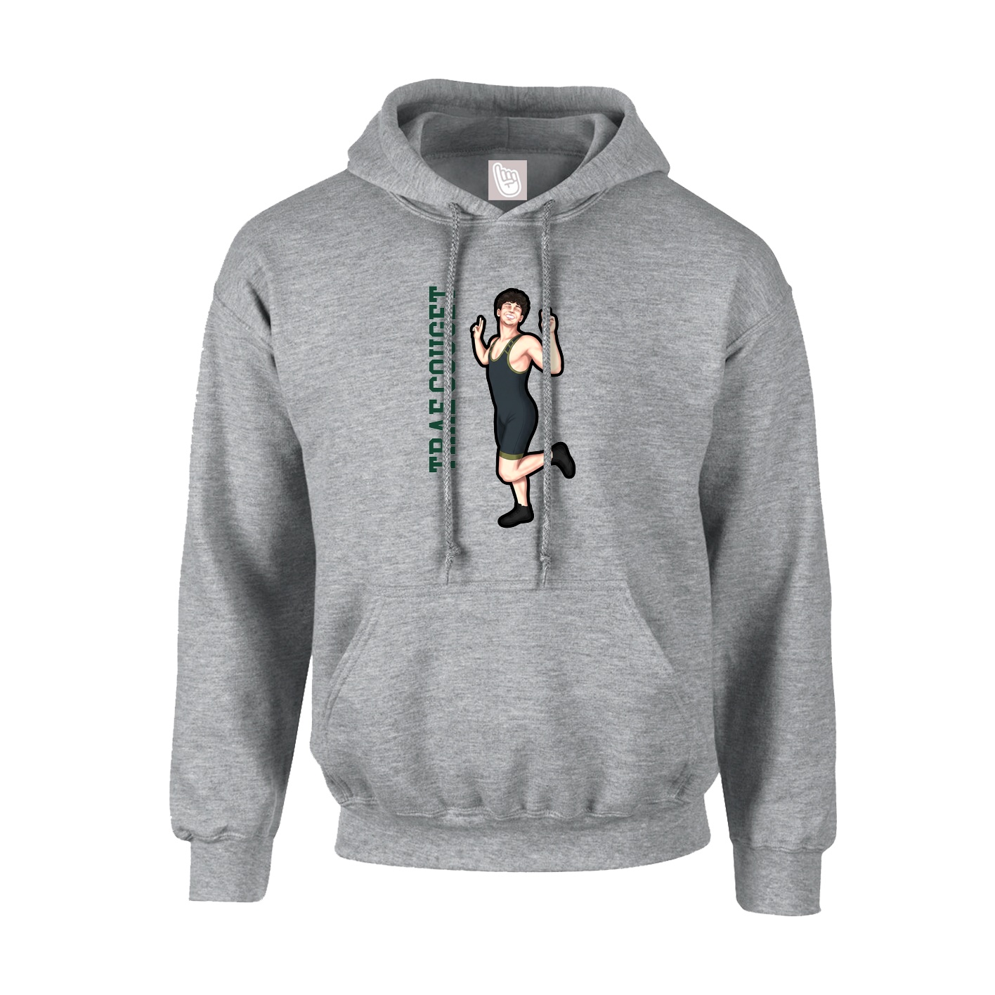 Youth Hoodie — Name Vertical in Grey
