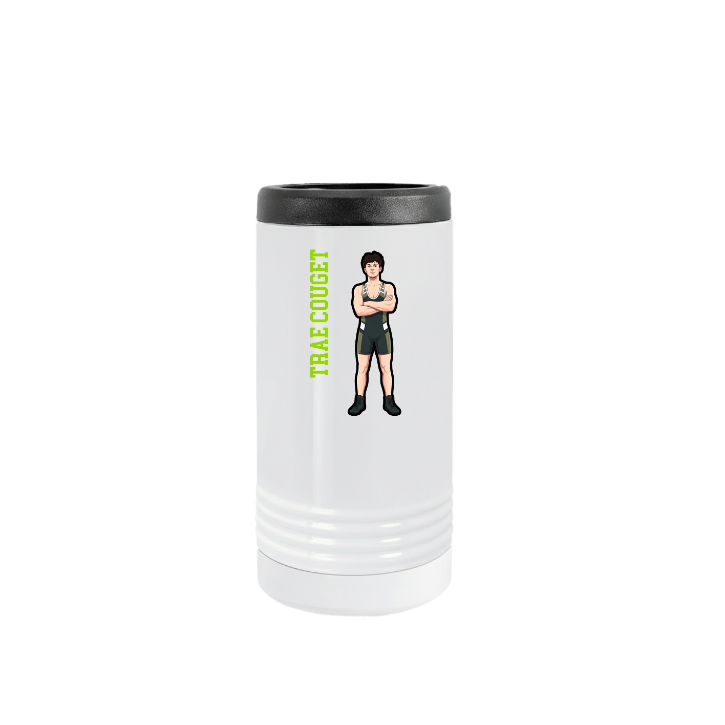 Slim Beverage Holder — Name Vertical in White