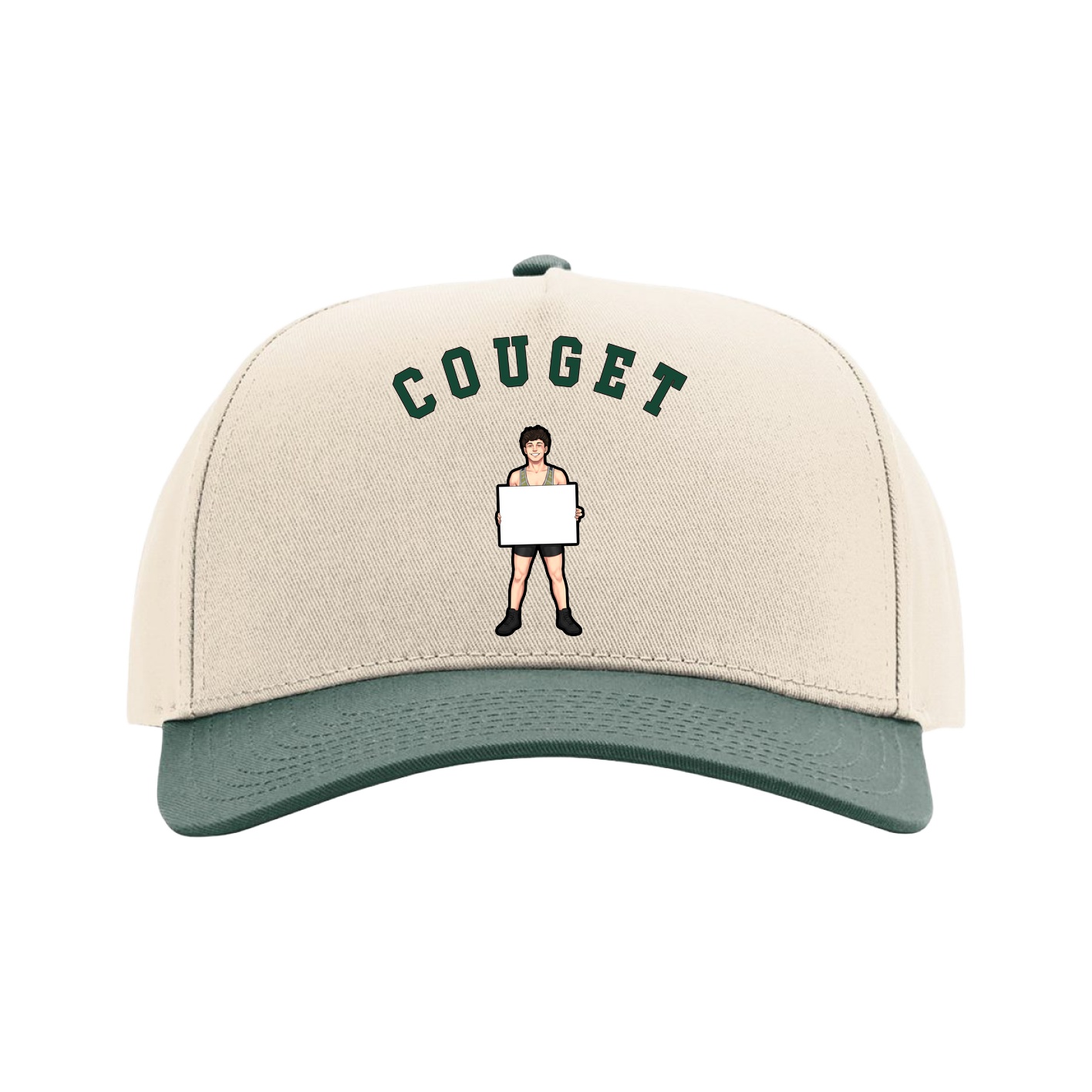 Full Fabric Five-Panel Champ Cap — Shirsey Arch in Cream/Green