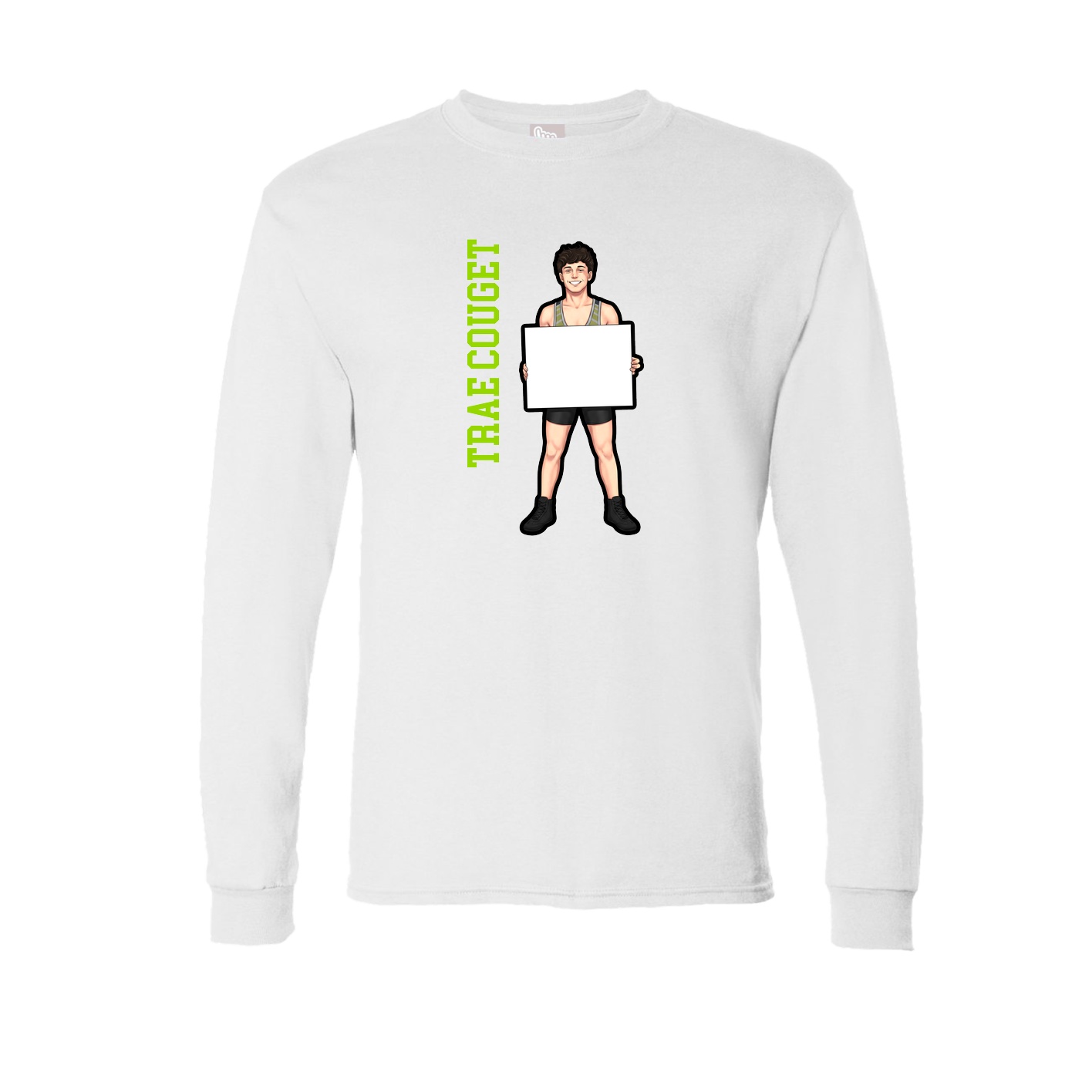 Long Sleeve Tee — Name Vertical in White
