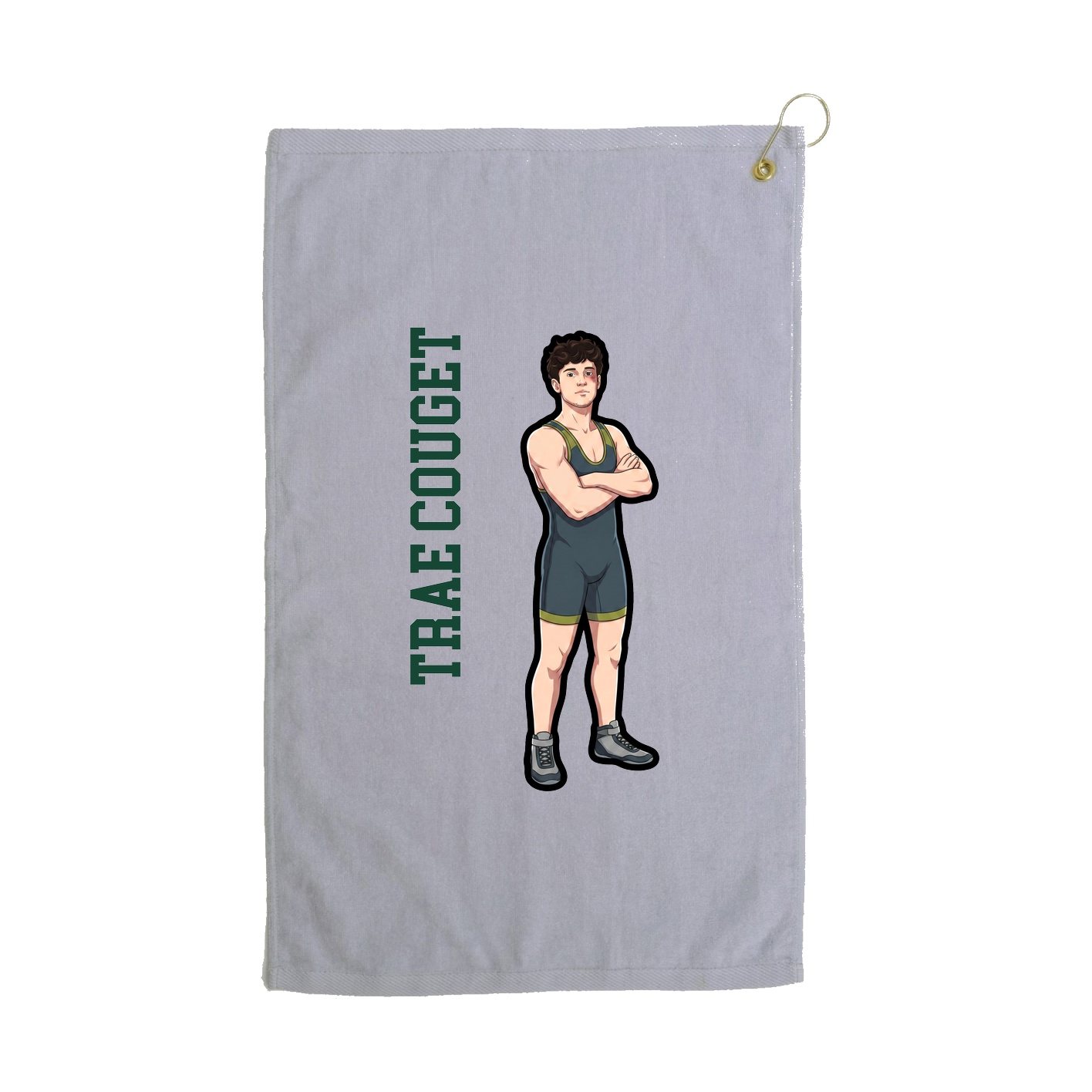 Golf Towel — Name Vertical in Grey