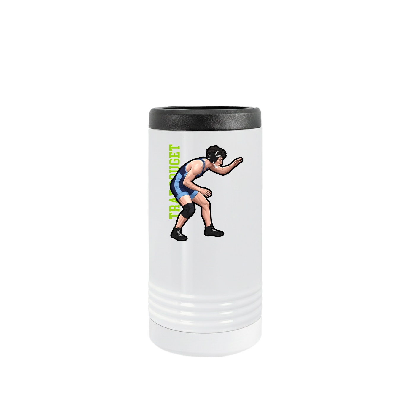 Slim Beverage Holder — Name Vertical in White