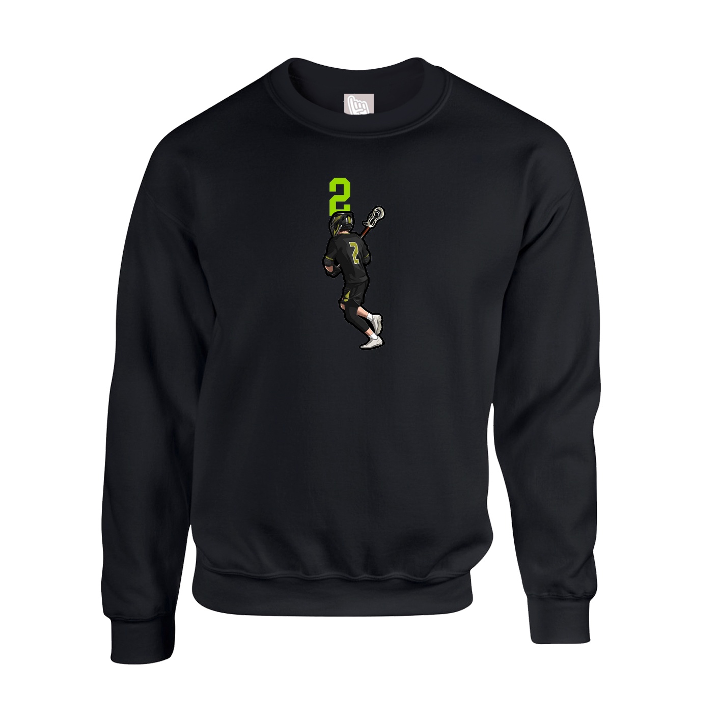 Fleece Crew — Number Top in Black