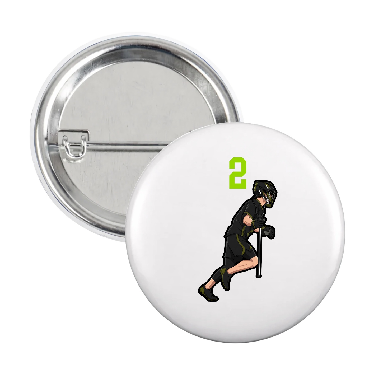 Game Day Button — Number Top in White