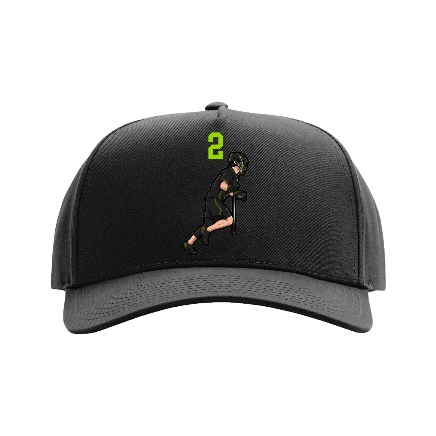 Full Fabric Five-Panel Champ Cap — Number Top in Black