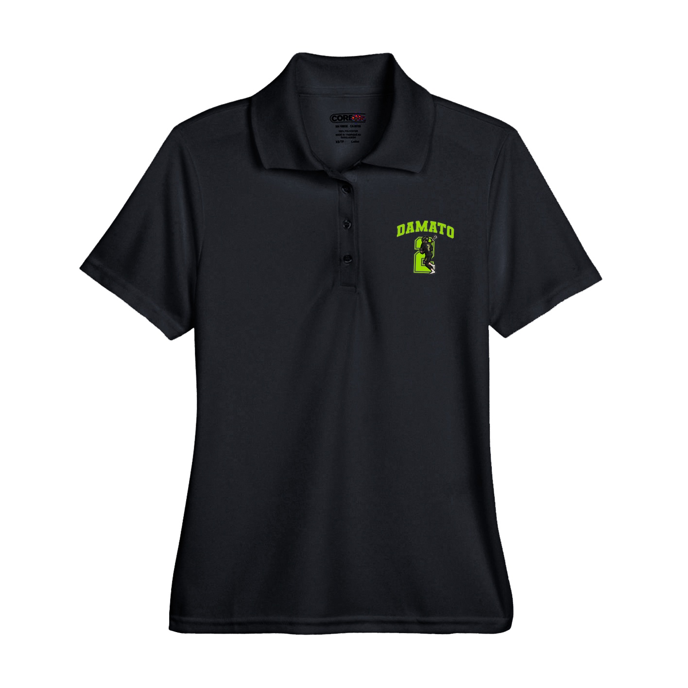 Womens Performance Polo — Number in Black