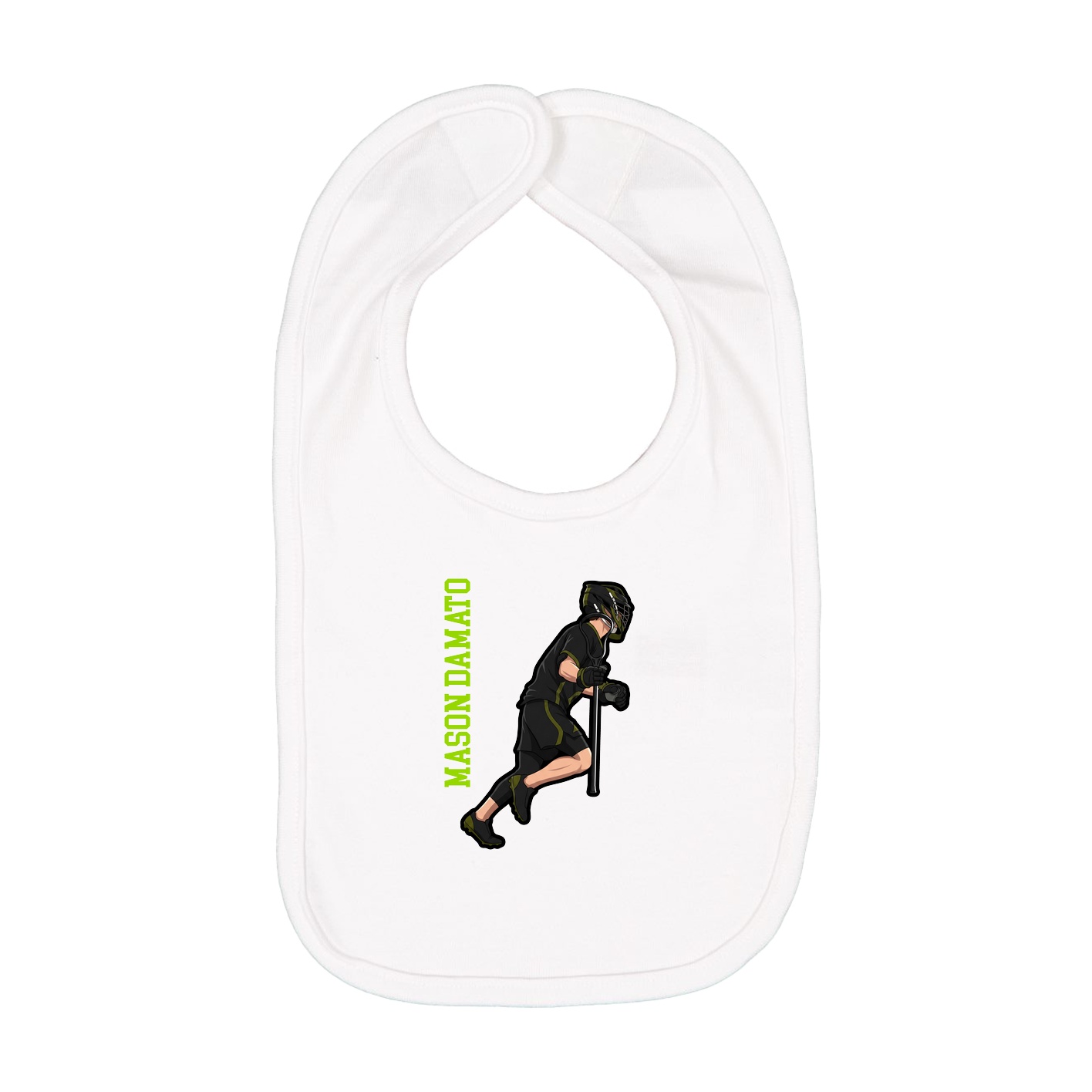 Infant Bib — Name Vertical in White