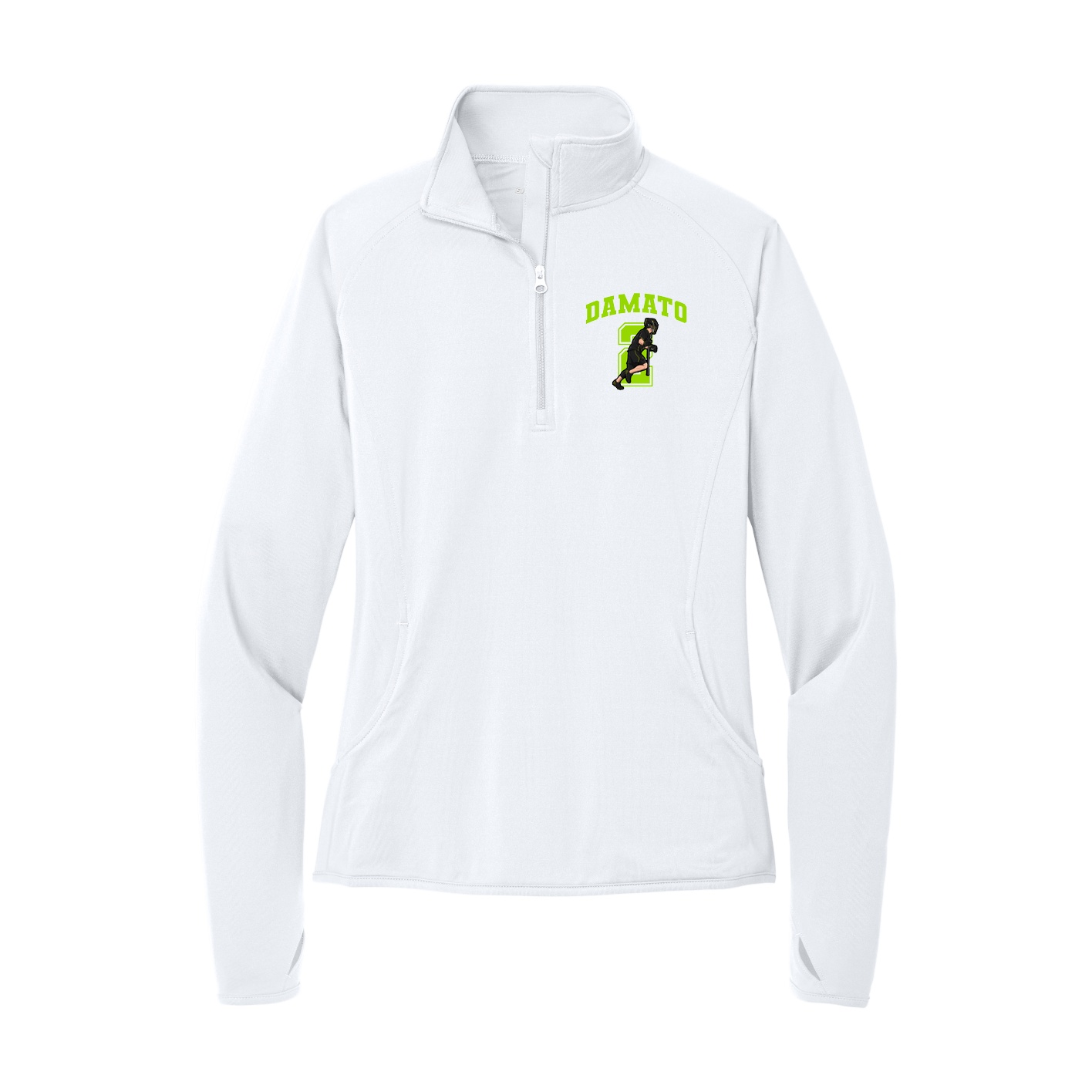 Women's Q-Zip Pullover — Number in White