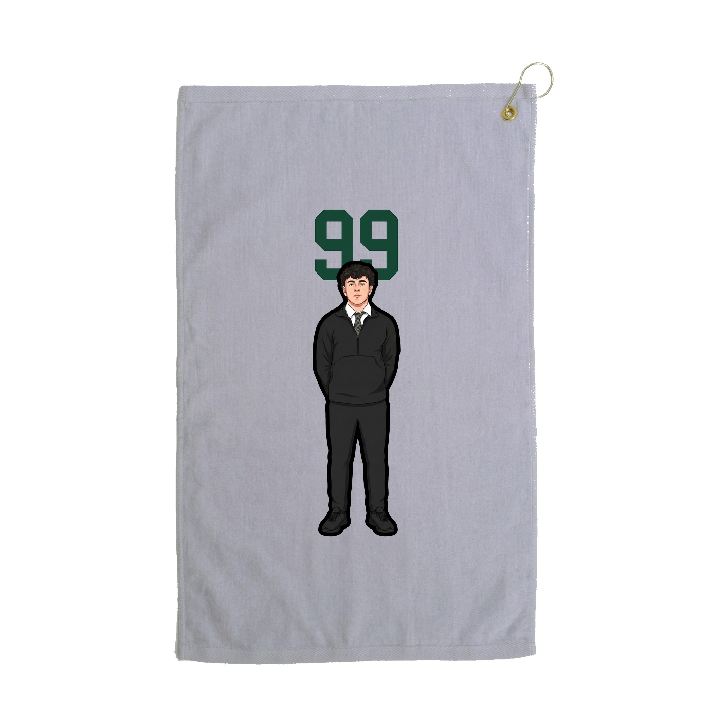 Golf Towel — Number Top in Grey