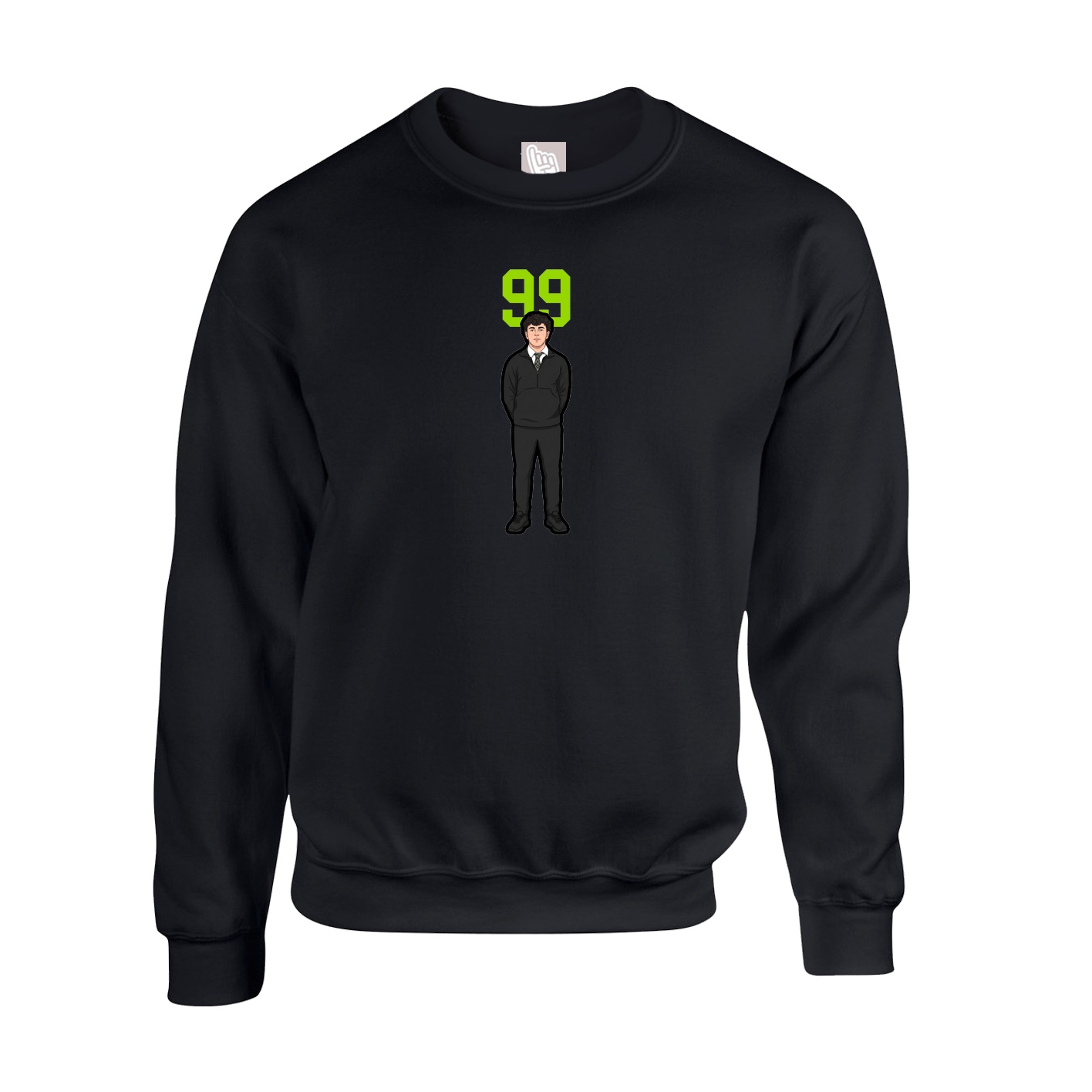 Fleece Crew — Number Top in Black