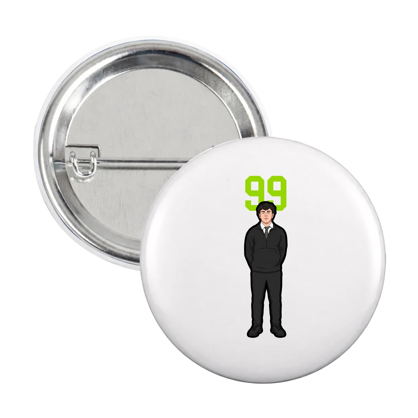 Game Day Button — Number Top in White