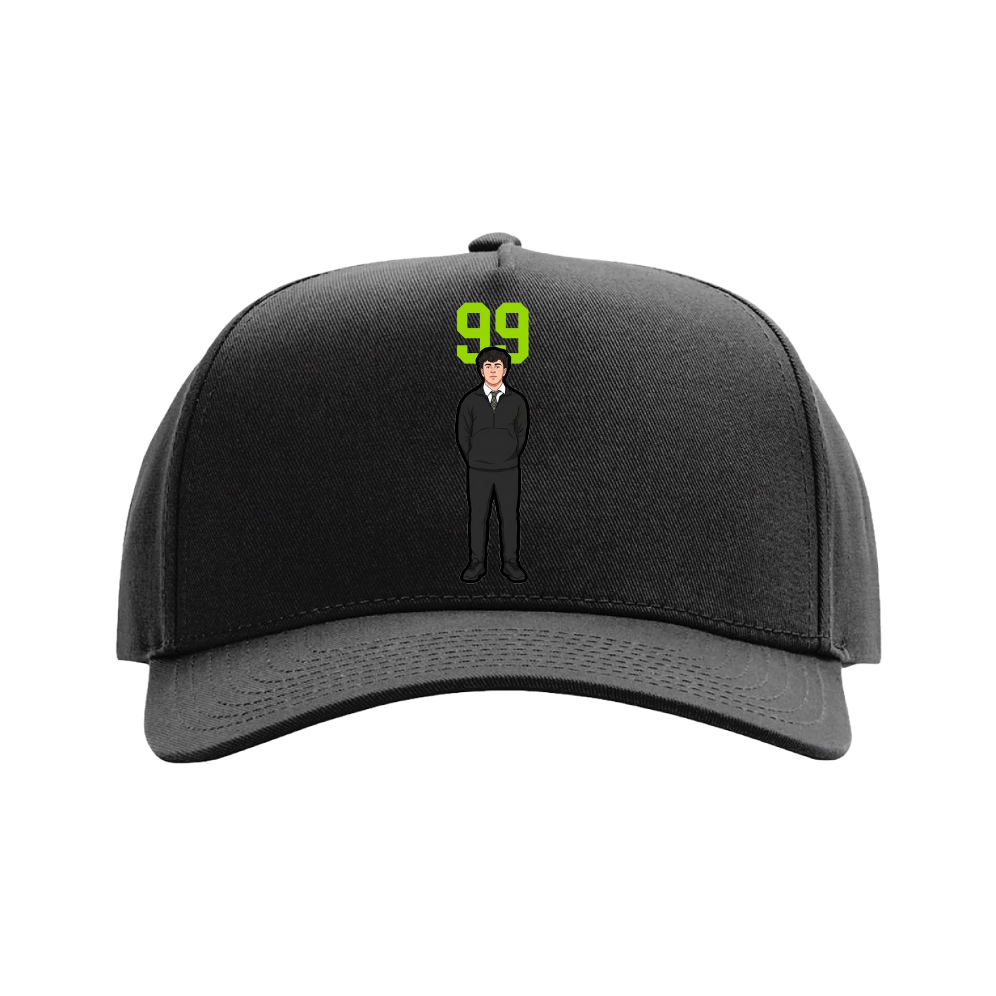 Full Fabric Five-Panel Champ Cap — Number Top in Black