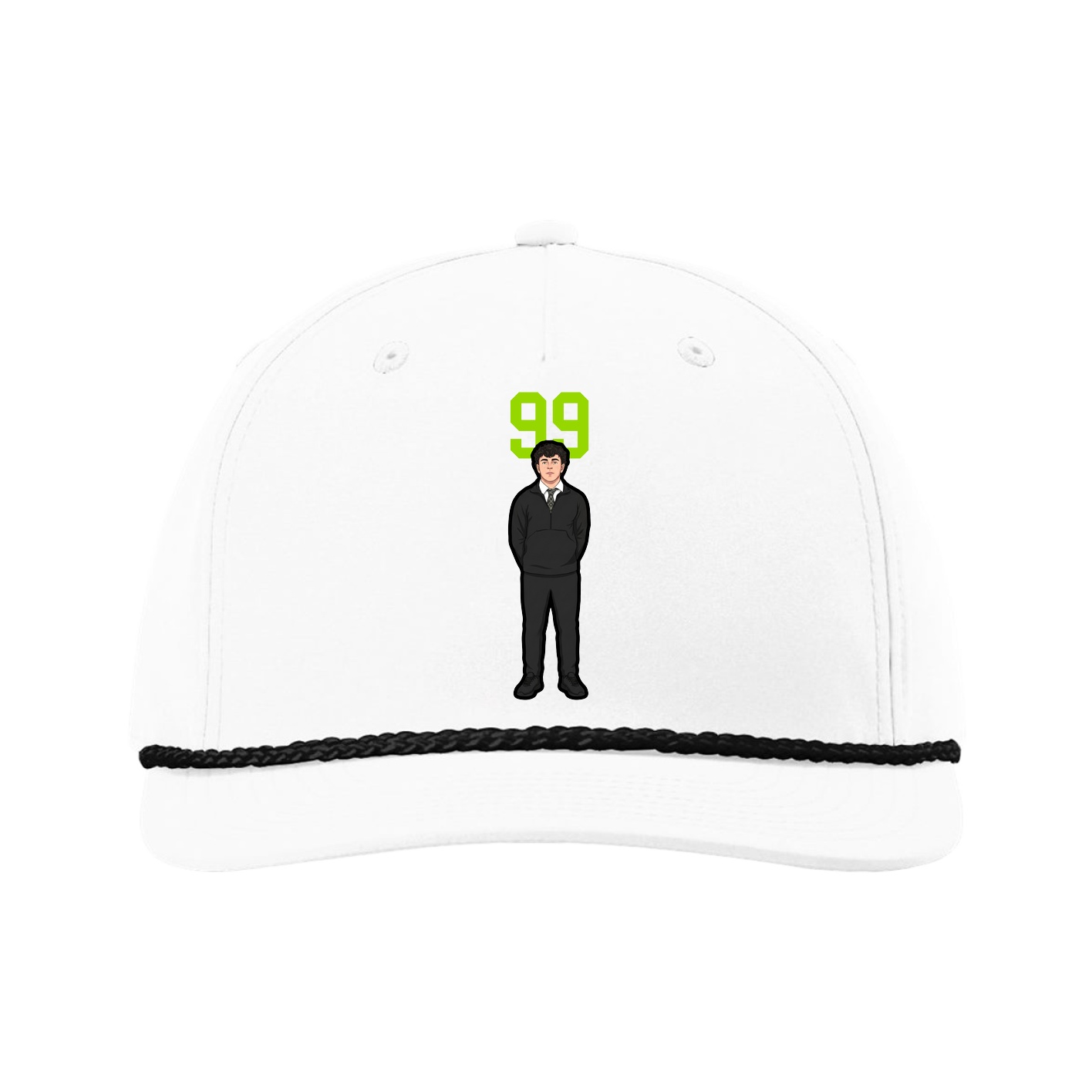 Five-Panel Classic Rope Cap — Number Top in White